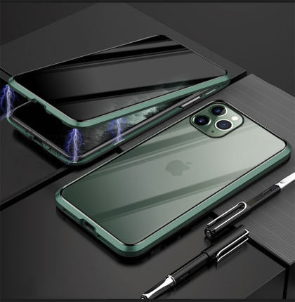 ✨ Magnetyczne etui na iPhone'a z przyciemnianym szkłem i metalową ramką 📱🔒