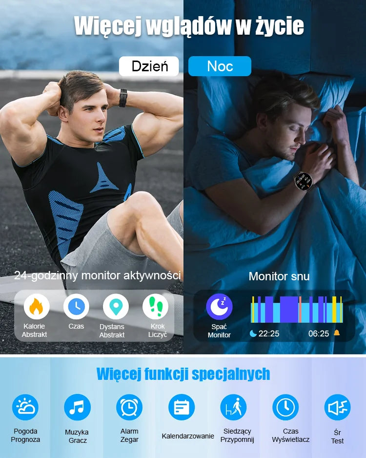 Zegarek sportowy D18 z monitorowaniem tętna i ciśnienia krwi